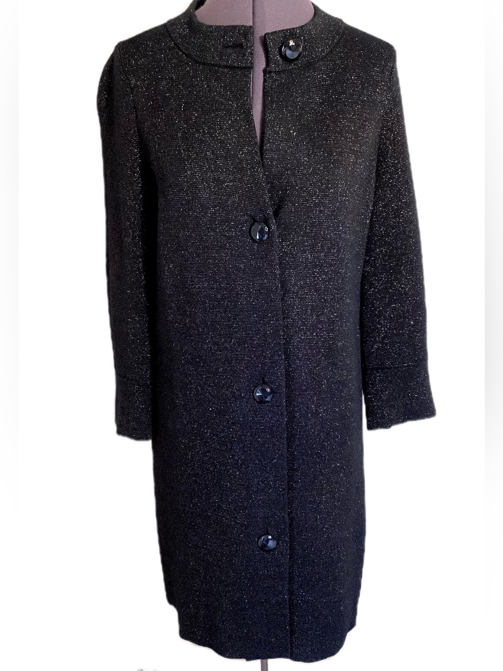 J.McLaughlin Black Metallic Knit Coatigan Size S